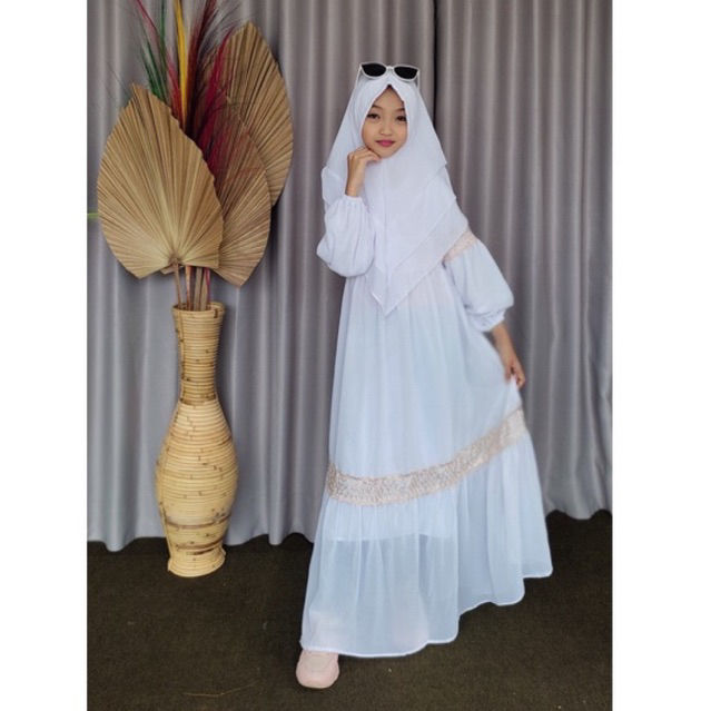 Set gamis anak ceruty RENDA full furing