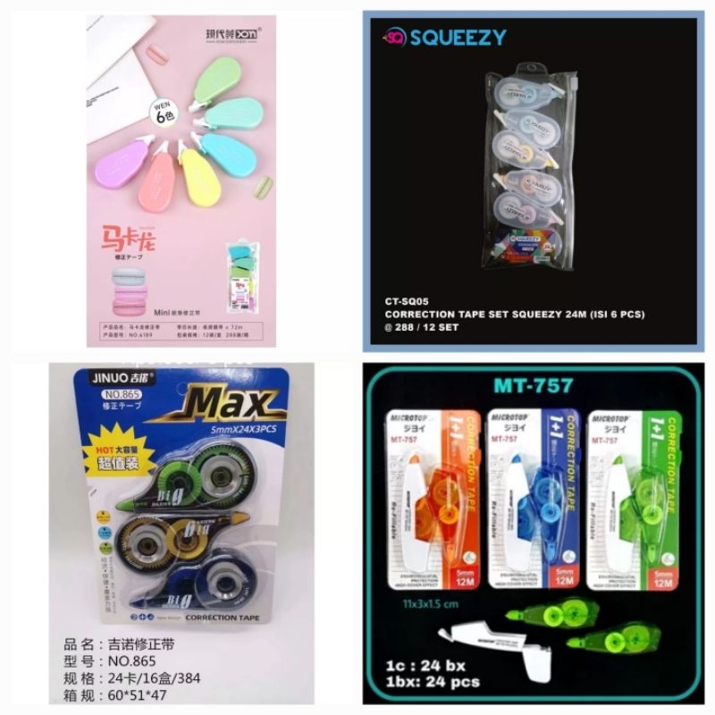 

1 Set Isi 6 Tip Ex Kertas Pita Correction Secret Tape Bai Hang BH-68-B/ CT-RB01/ JUMBO 9394/ mt 757 1099
