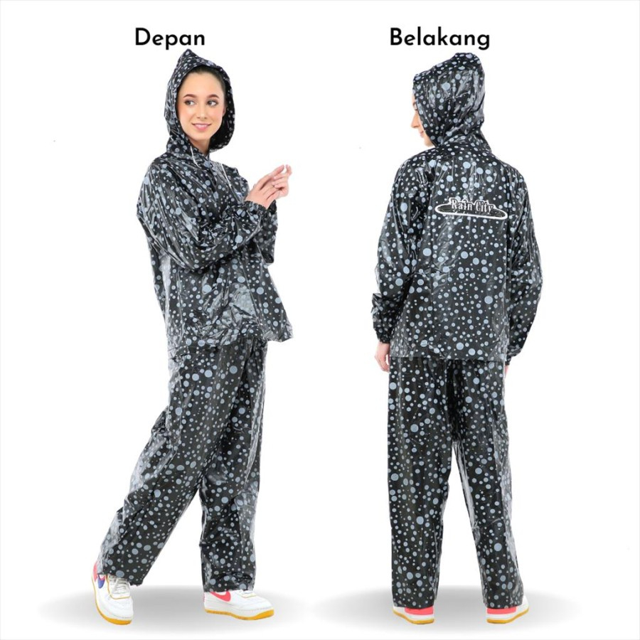 FELWINSHOP  Jas Hujan Setelan Jaket Celana Boba Jas Hujan Polkadot