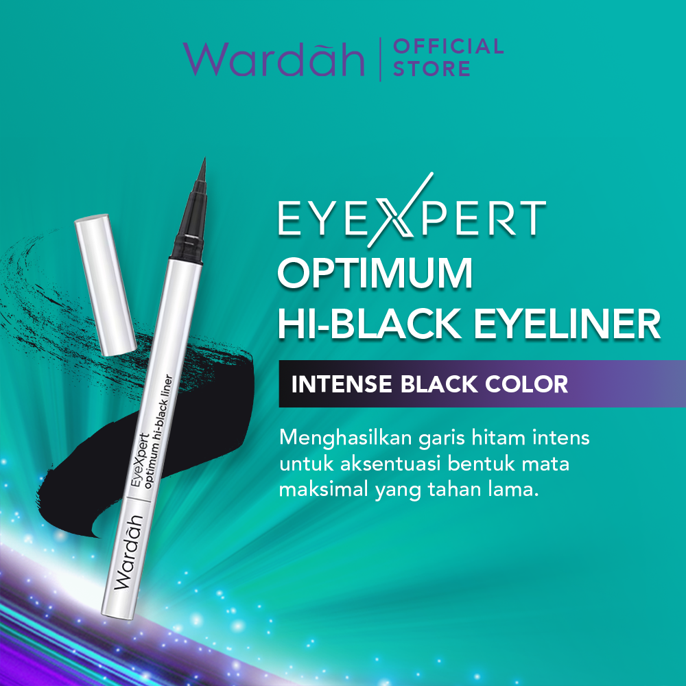 Wardah EyeXpert Optimum Hi-Black Liner - Eyeliner Spidol Waterproof Dengan Warna Intense - Eyeliner Tahan Lama dengan Satin Finish - Cepat Kering - Mudah Diaplikasikan Image 3