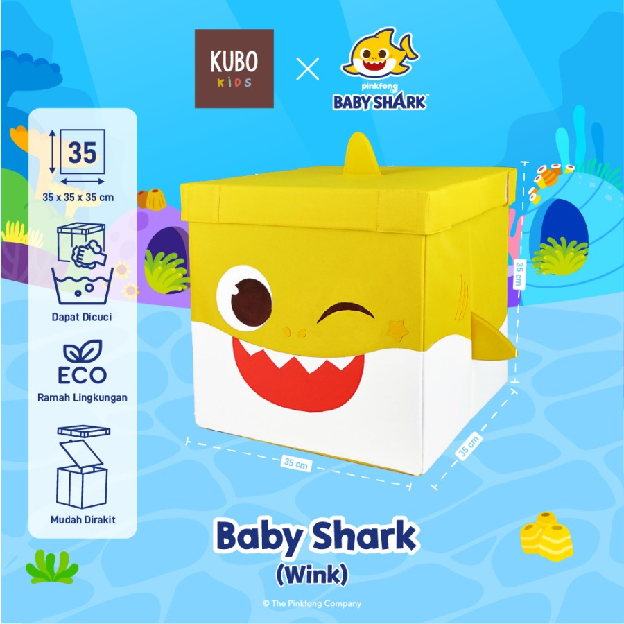 KUBO KIDS BABY SHARK 35 X 35 X 35 CM Kotak Penyimpanan