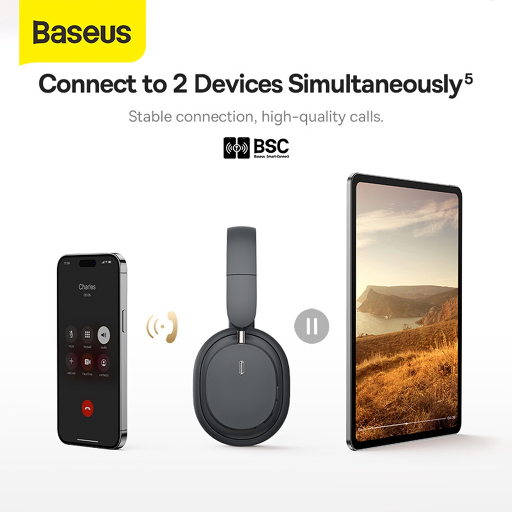 Baseus Bowie D05 Foldable Wireless Headphone ENC Bluetooth 5.3 Wired Headset noise cancelling