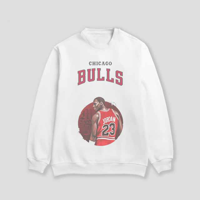 Sweater Chicago Bulls Jordan Crewneck White Sweeatshirt Bahan Katun