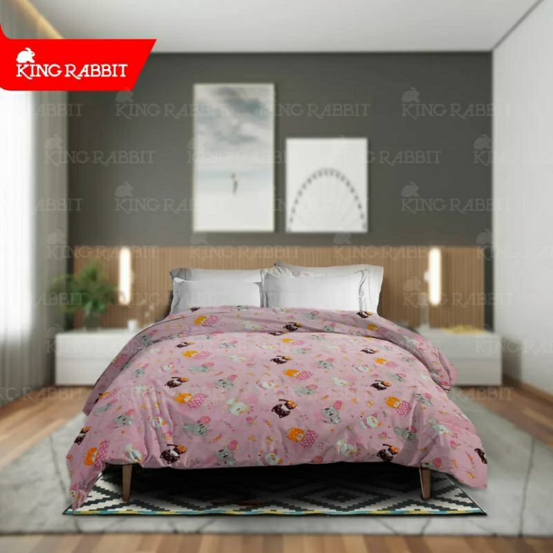 King Rabbit Fuwa Fuwa Blanket / Bed Cover Uk. 160x230 cm Happy Cat Pink