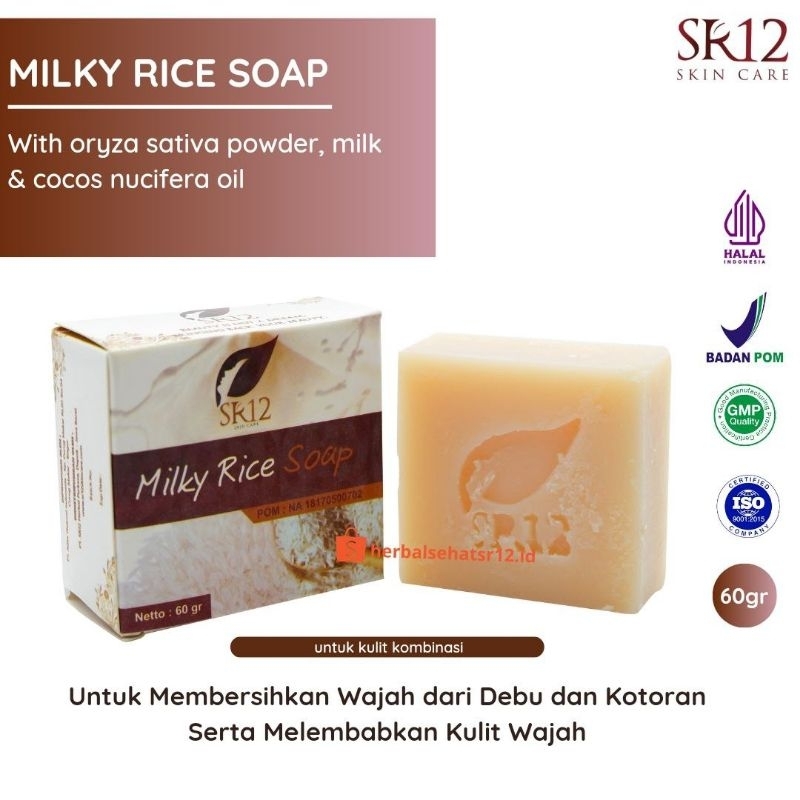 MILKY RICE SOAP SR12 - SABUN MUKA PENCERAH WAJAH KULIT KOMBINASI