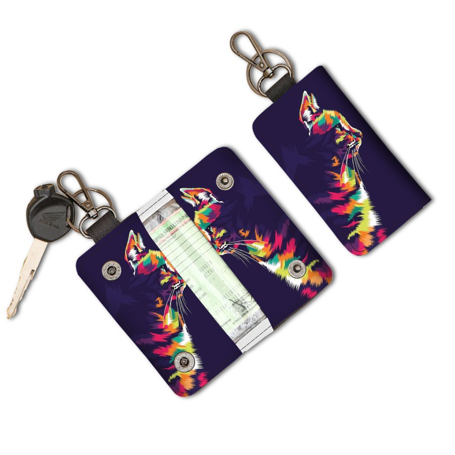 Dompet STNK E-TOLL SIM Mobil Motor Gantungan Kunci Motif kucing Premium Keychain ads 034