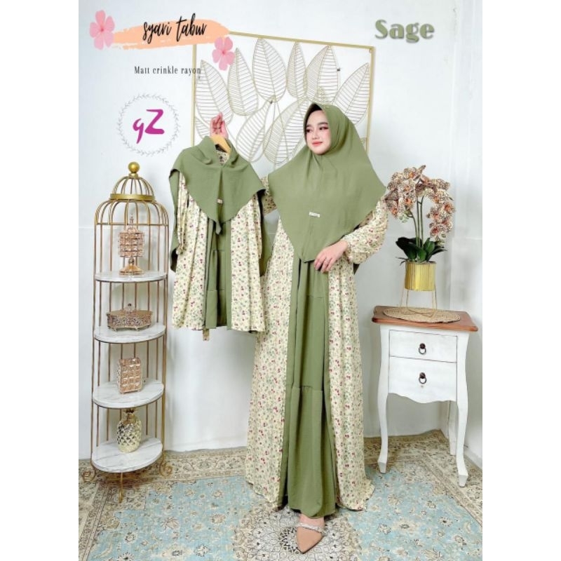 Gamis syar'i set jilbab tabur couple ibu dan anak ORI by Gwenza