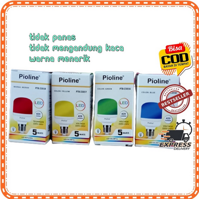 Bohlam LED Capsule BERWARNA Lampu LED Bulb Kapsul WARNA WARNI Pioline 5W