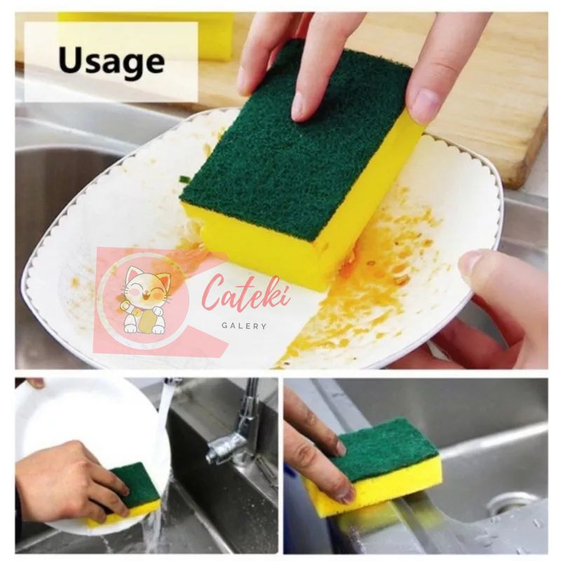 [CTK] PROMO MURAH SPONGE SPONS CUCI PIRING KOTAK / SPONS CUCI PIRING BUSA KUNING HIJAU / SPONS SERBAGUNA