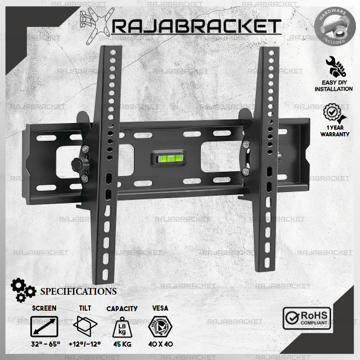 Bracket tv Braket tv Breket tv 32 40 42 43 50 55 60 65 70 75 inch, Waterpass Bisa Nunduk Tegak Dangak Adjustable Premium