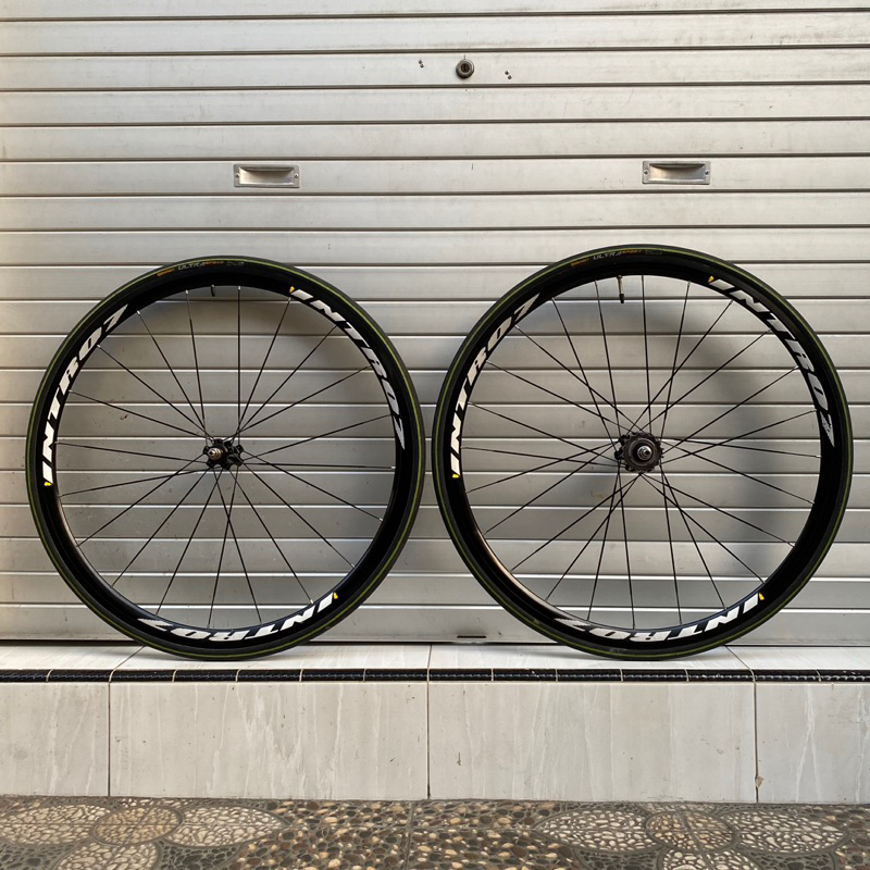 Wheelset Intro7 Track Black Front 20H/Rear 24H Spoke Aero/Pipih Drat Fix Fix Cog 16T Lockring Ban Co