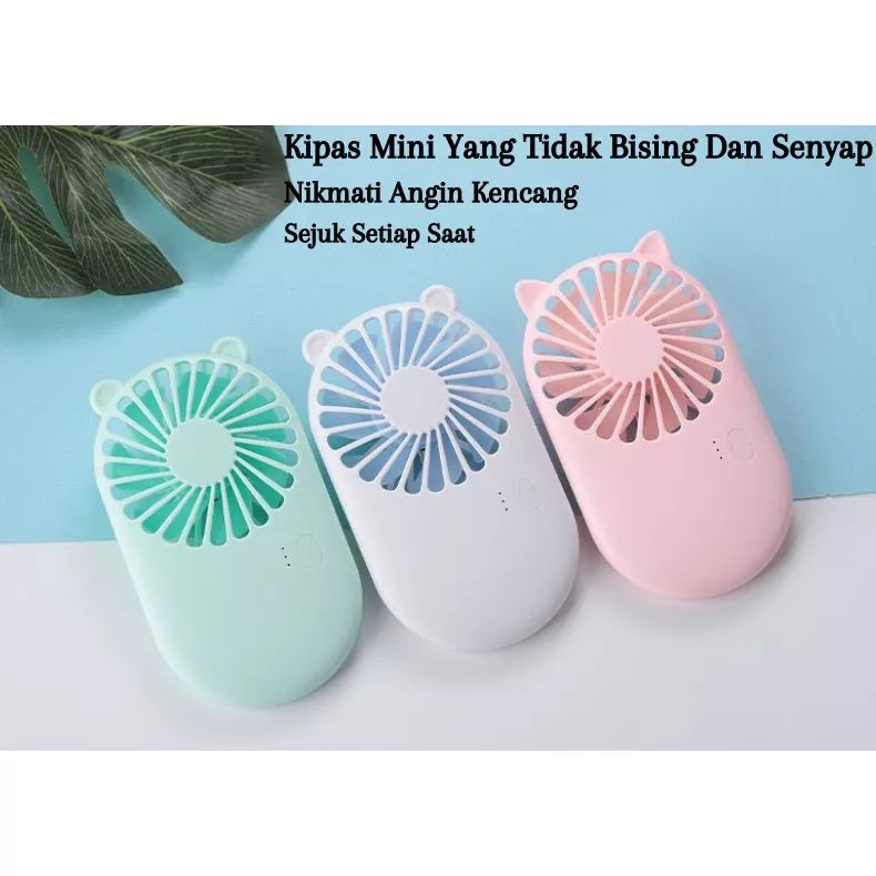 Kipas Angin Portable 2IN1 Cute Pocket Mini Fan USB Cooling Fan Desktop Hand Held Stand Hp Handphone