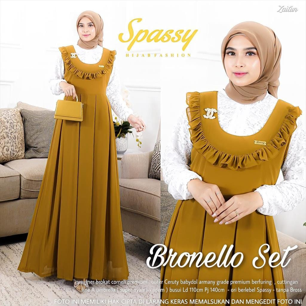 Gamis 2in1 | BRONELLO Set #2 / gamis nyaman / Gamis Murah