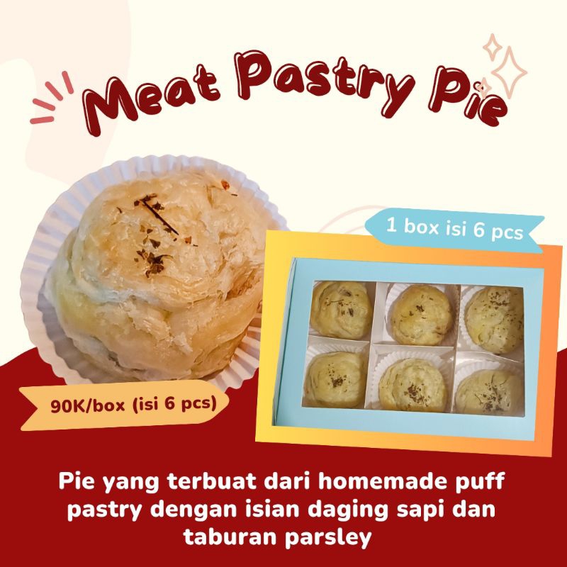 

Meat Pastry Pie filling daging sapi, 1 box isi 6 pcs