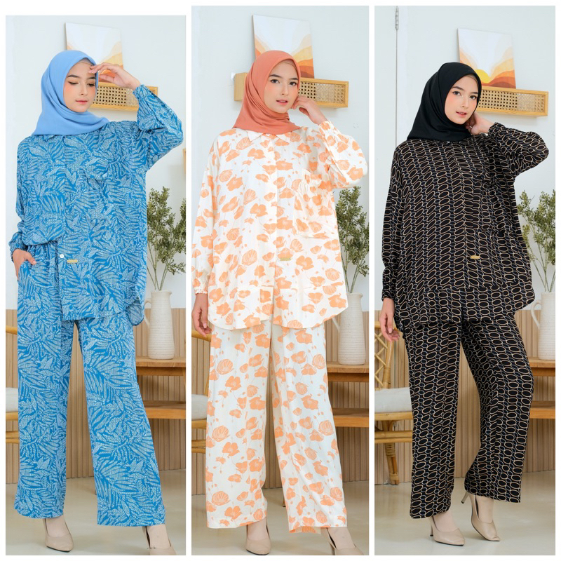 INARA ONESET OVERSIZE NEW‼️ kemeja oversized piyama stelan oversized premium