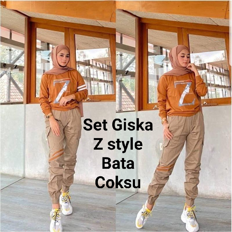 Pakaian Set Wanita  Kekinian/Set Giska Z Style Dan Set Giska Zolaqu All Size/Matt Babyterry Mix Moscrepe