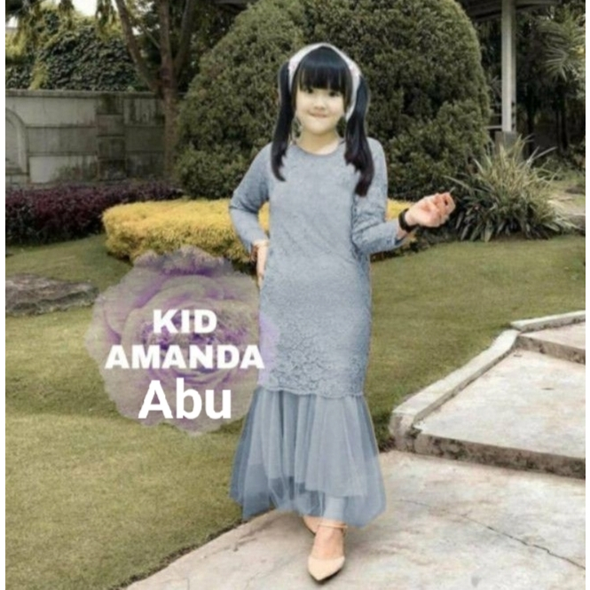 Pakaian Muslim Anak Wanita Kekinian/Maxi Amanda Kid Size S-M-L/Matt Brokat Glitter Mix Tille Tutu