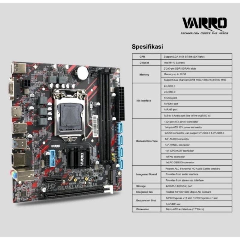 Motherboard Varro H110 R4 NVME