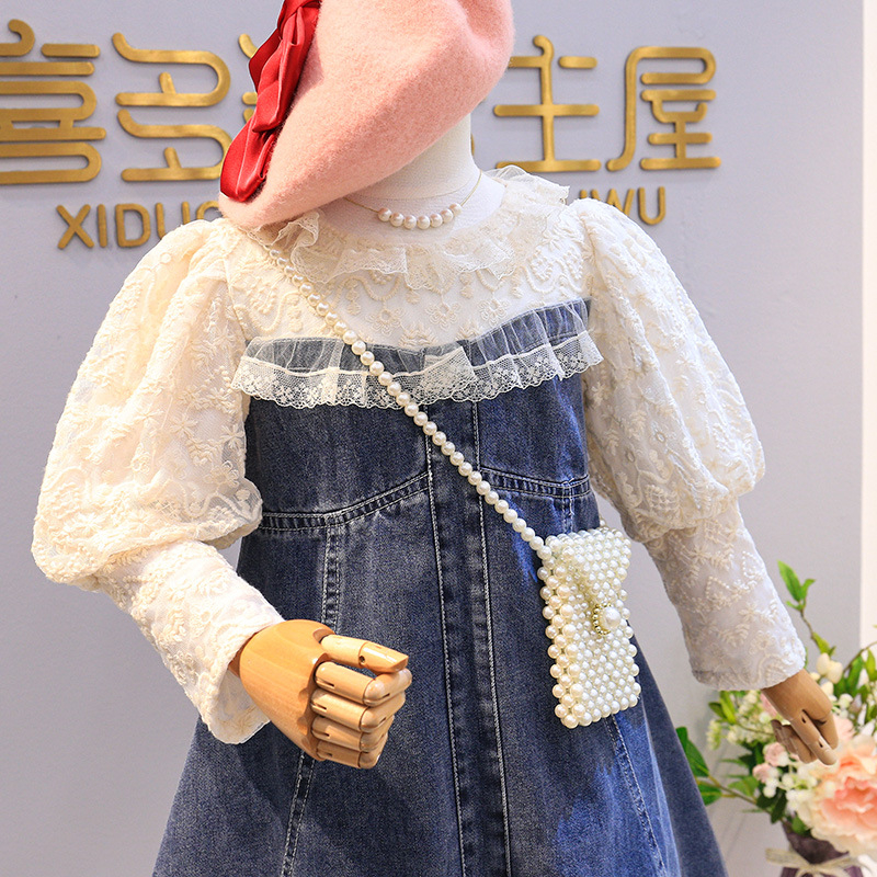 DR143-Dress Anak Perempuan Jeans Super Lace