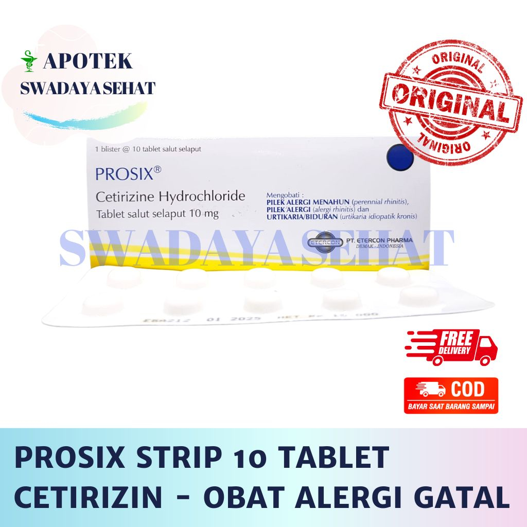 PROSIX Strip 10 Tablet - Obat Alergi Kaligata Bengkak Merah Ceti 10MG