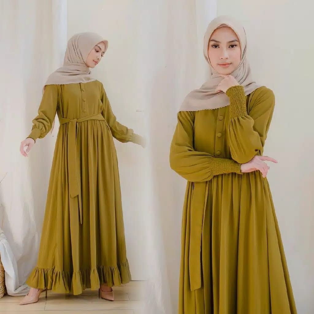ahmd_store MARWAH DRESS Bahan Moscrepe ukuran One Size dress wanita terbaru 2023 kekinian modis outf