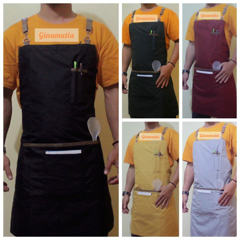 CELEMEK MASAK APRON CELEMEK APPRON BARISTA WAITER APRON CHEF CELEMEK KAIN POLOS