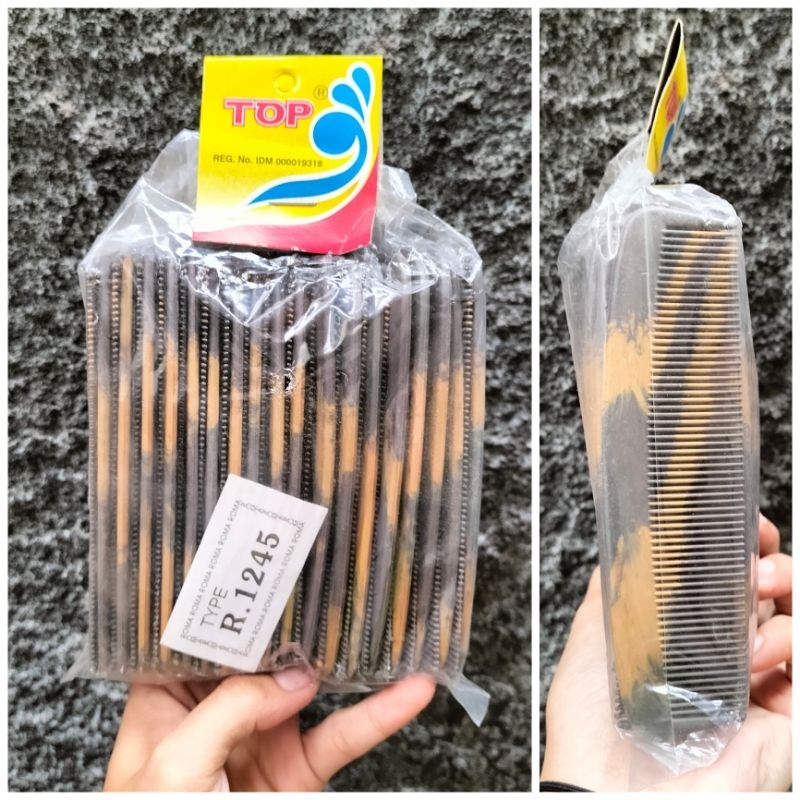 [PAK/ 36PCS] Sisir gagang lurus coklat TOP mini 1245