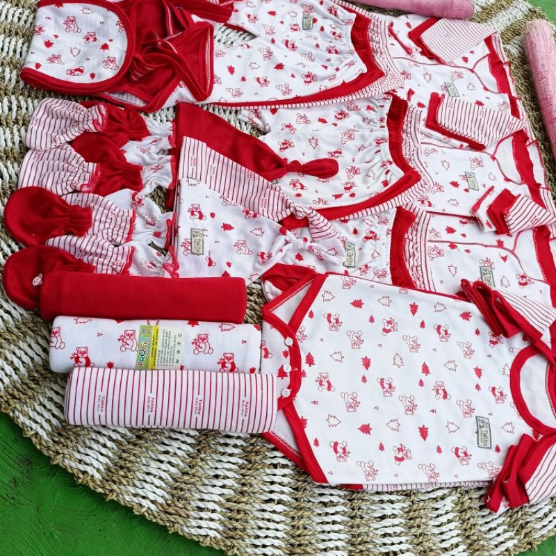 53 PCS Perlengkapan Baju Bayi Baru Lahir Seri Merah/Paket Brojol Baby/Paket Hemat Lengkap Terkomplit talitababywear