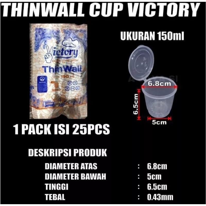 thinwall cup victory 25 ml 35 ml 60 ml 100 ml 150ml saucecup pudding saos sambal victory