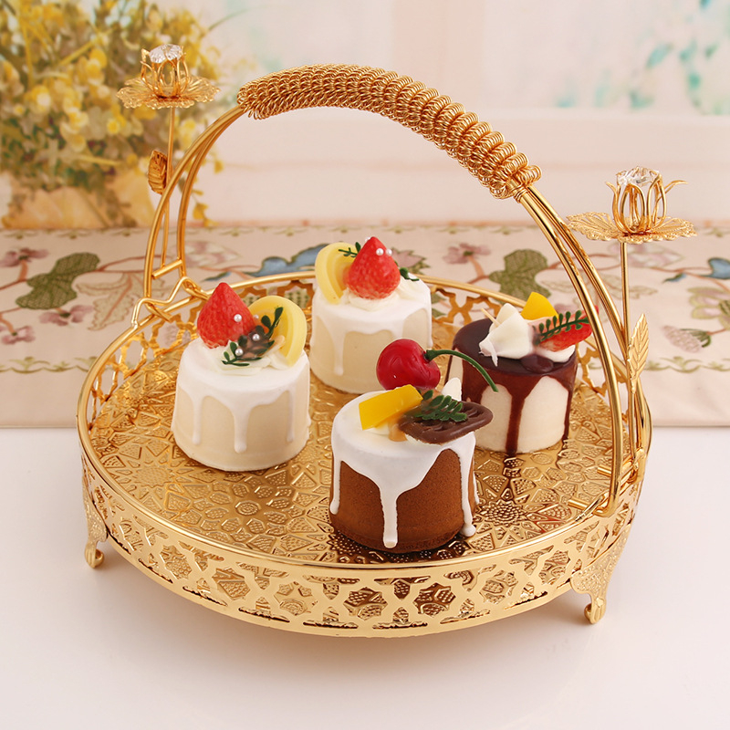 Mi.more Emas Nampan Diameter 26CM Snack Basket Bulat/ Golden Serving Tray / Cupcake Tray Dessert Tray / Dekorasi Home