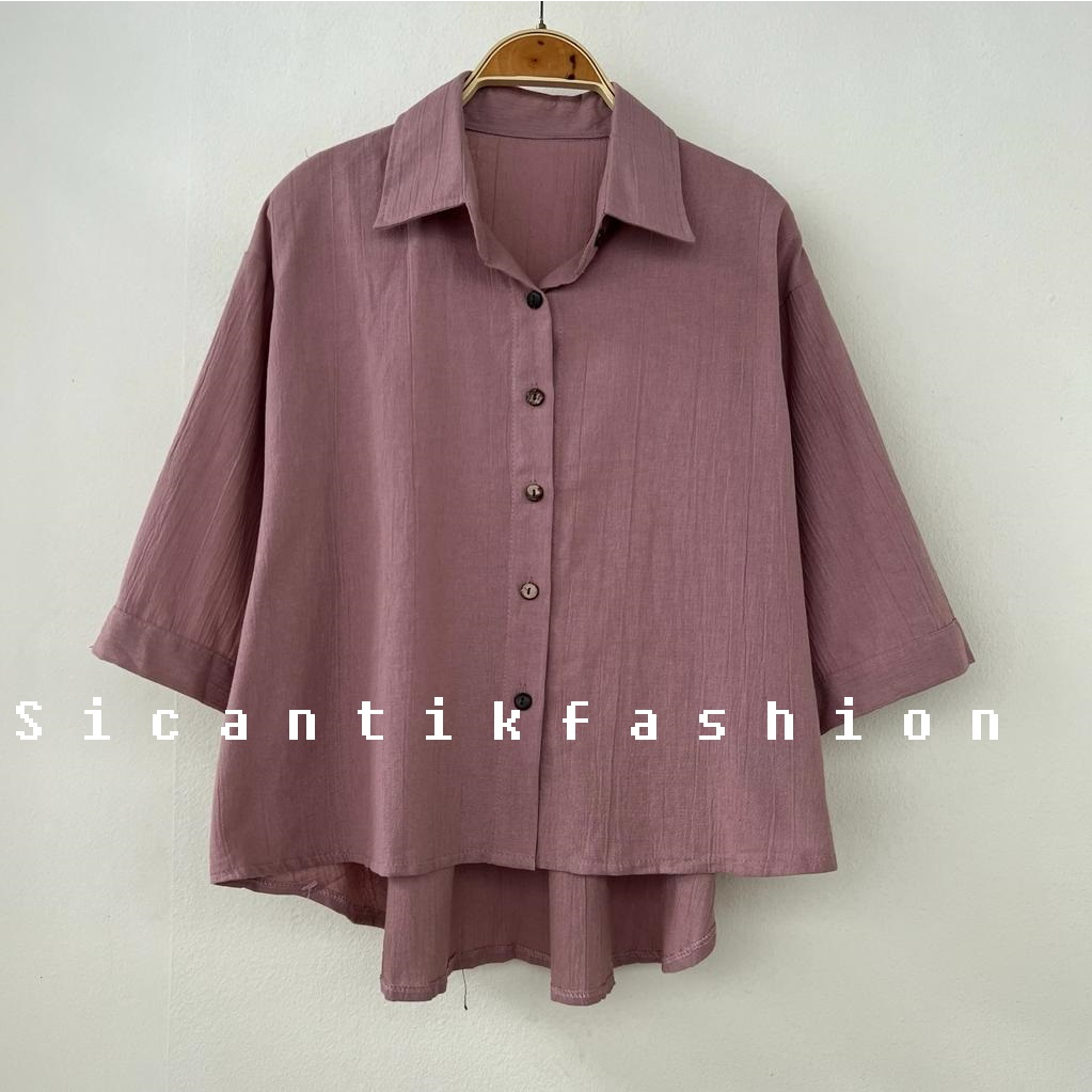 Kemeja Wanita Bahan Linen Crinkle