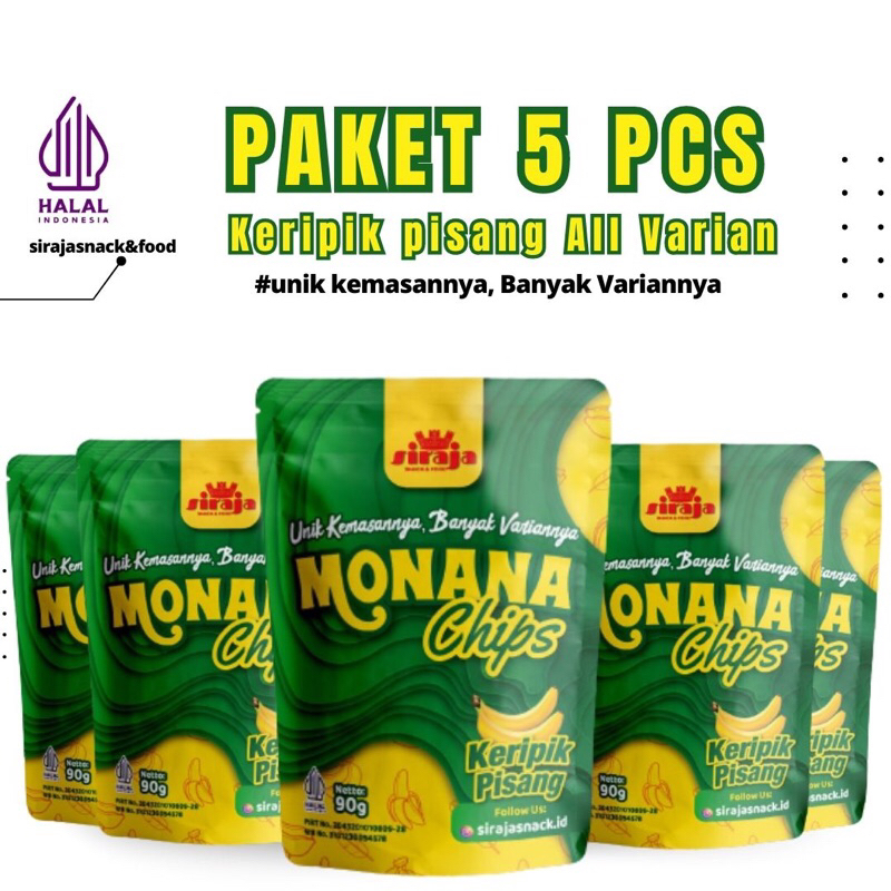 

SIRAJASNACK PAKET 5 PCS MONANA CHIPS KERIPIK PISANG ( ALL VARIAN RASA )