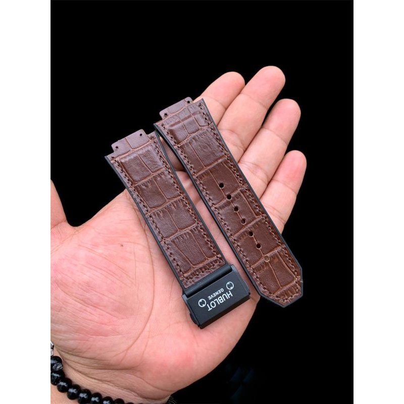 Strap tali jam tangan brand ternama coklat corak buckle 24mm