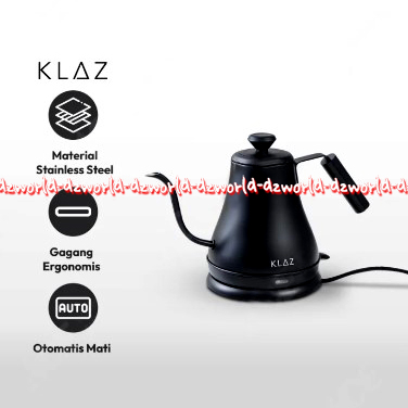 Klaz Electric Gooseneck 800ml Kettle Teko Cerek Listrik Hitam Ujung Lancip Panjang Goo Sneck Klas Black Ketel Menyeduh Kopi Teh