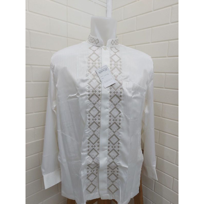 Baju Koko Busana Muslim Pria Dewasa Premium Exclusive Misfalah 2052 Warna Putih Tulang Broken White 