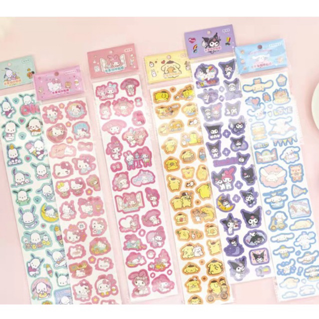 

ST02 Sticker Glitter Sanrio Hologram Lucu Pochacco Pompompurin Melody Kitty