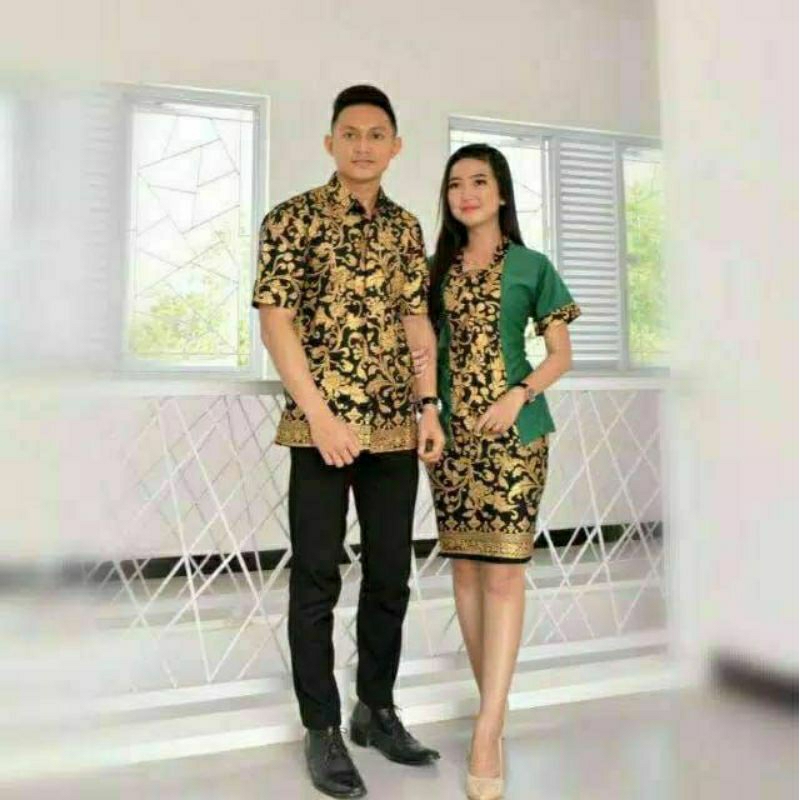 COUPLE BATIK NATAL MODERN / COUPLE RNB PRADA / BAJU BATIK NATAL COUPEL ROK SPAN KOMBINASI TERBARU / 