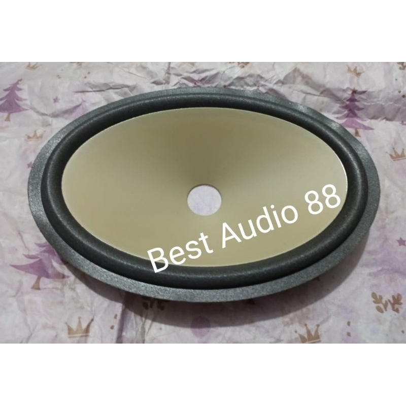 Daun kertas speaker oval mika cream voice 25.5mm tinggi 4.5cm