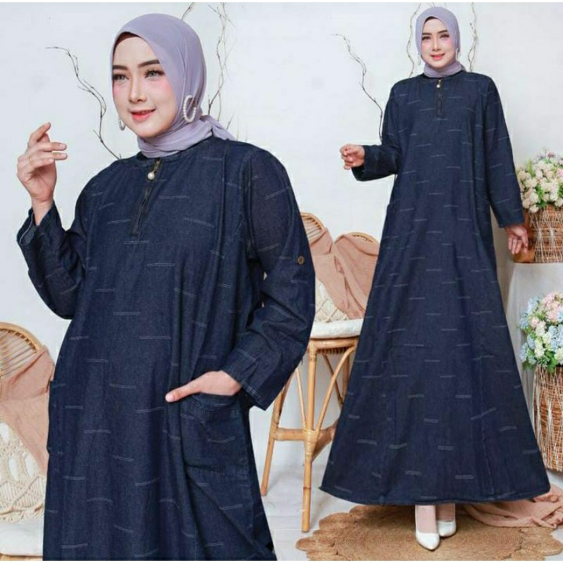 Tara Jeans Maxy, GAMIS WANITA BUSUI FIT X LD 12P BAHAN JEANS WASH IMPORT ZIPPER BUSUI TERMURAH TERLARIS OOTD KEKINIAN