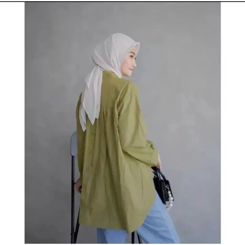 RIKA TOP BLOUSE LINEN RAMI KANCING BELAKANG by kekulot.id