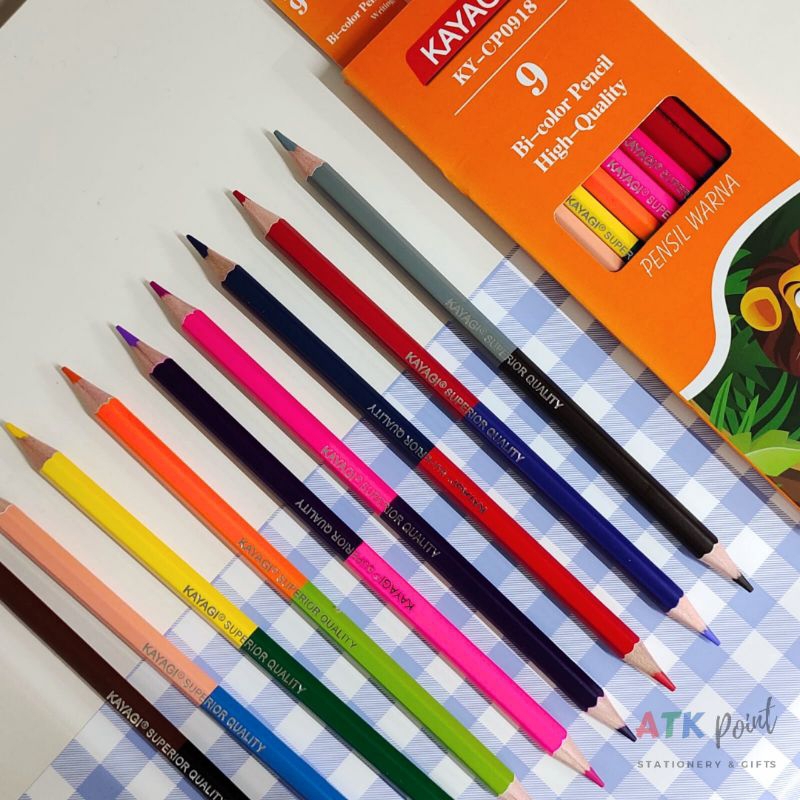 

ATK-POINT | KAYAGI Pensil warna panjang 18 warna 9 batang KY-CP0918