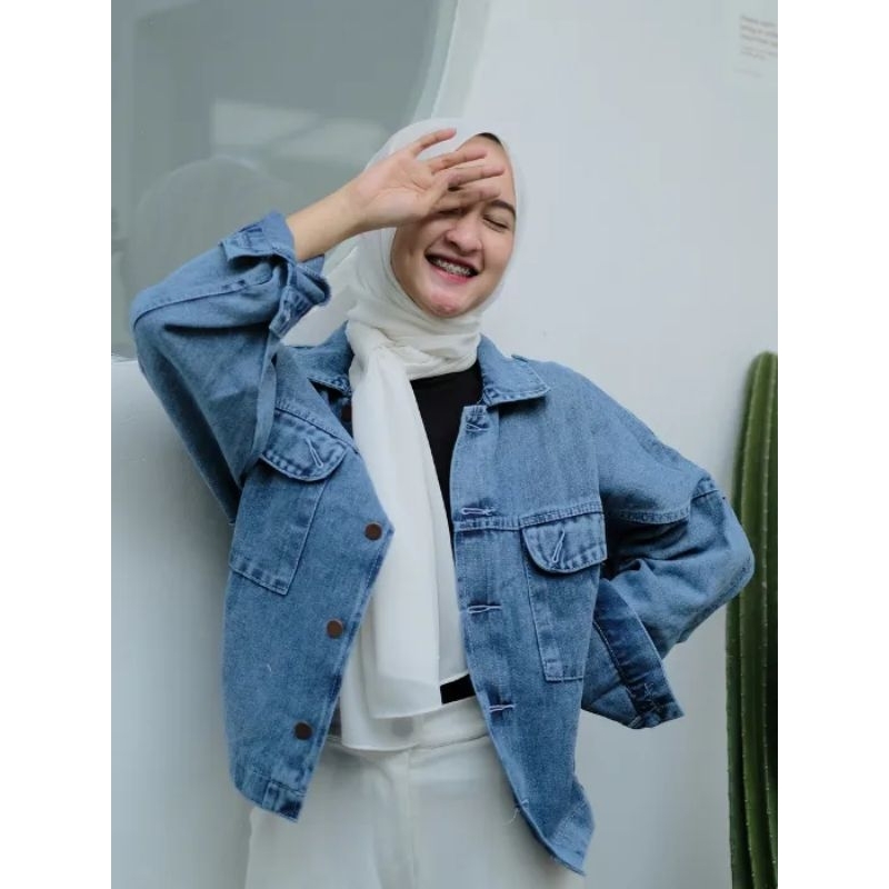 EXO JAKET JEANS OVERSIZE WANITA