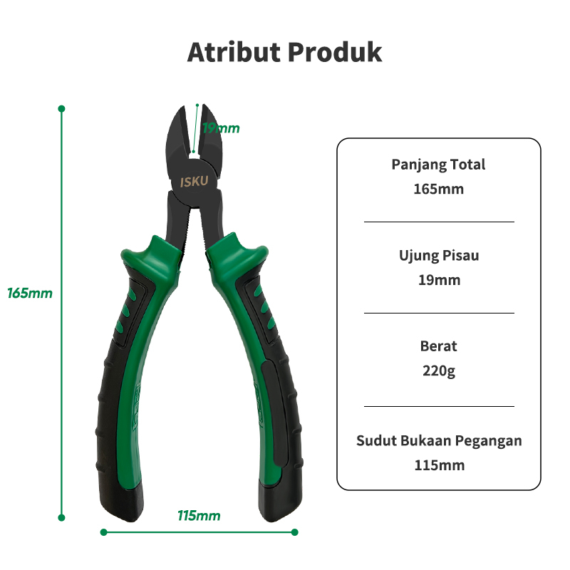 ISKU Tang Potong Kawat Kabel 6&quot; Wire Cutter Plier CR-V Steel 55# Professional Berkualitas