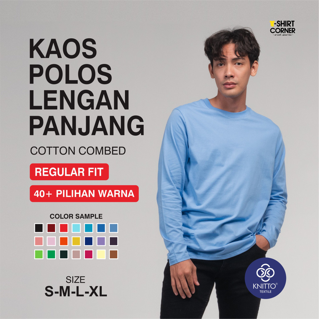 [GROSIR] KAOS POLOS LENGAN PANJANG COTTON COMBED 30S PREMIUM KNITTO