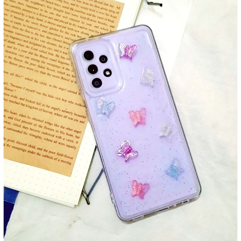 3D PHONE CASE TRANSPARANT BUTTERFLY GLITTER FOR SAMSUNG / OPPO / VIVO / XIAOMI