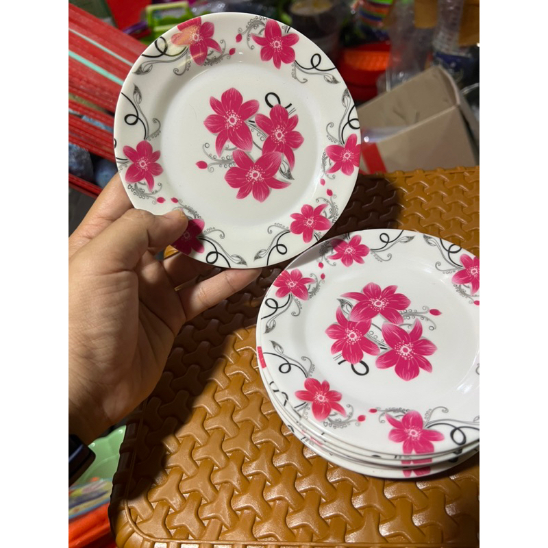 (1pcs) PIRING MELAMINE KECIL MOTIF BUNGA HUGI 255