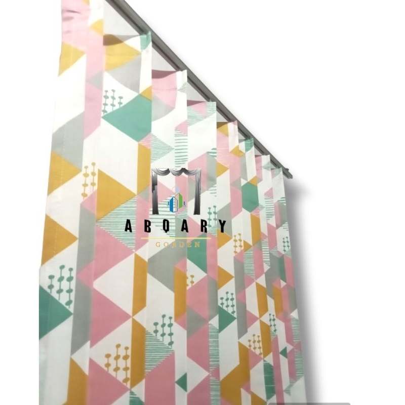 Natasia22 Gorden Jendela Model Plisket Motif Piramid Satin Bridal Gorden Pintu Minimalis Free