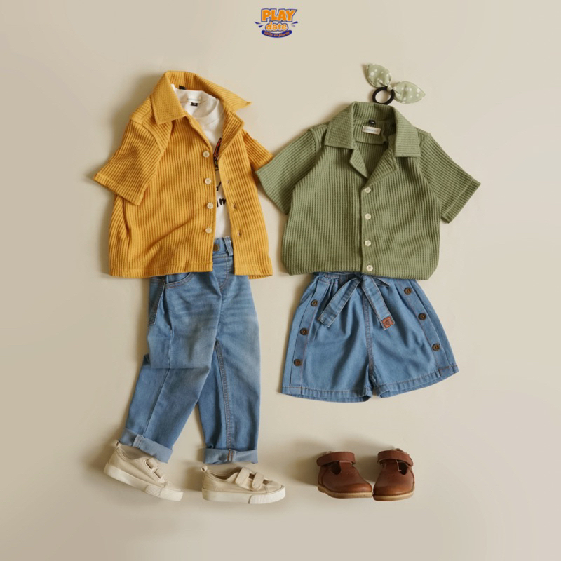 Playdate Celana Panjang Jeans Cargo Denim Anak Laki Laki Unisex 1 sampai 5 Tahun