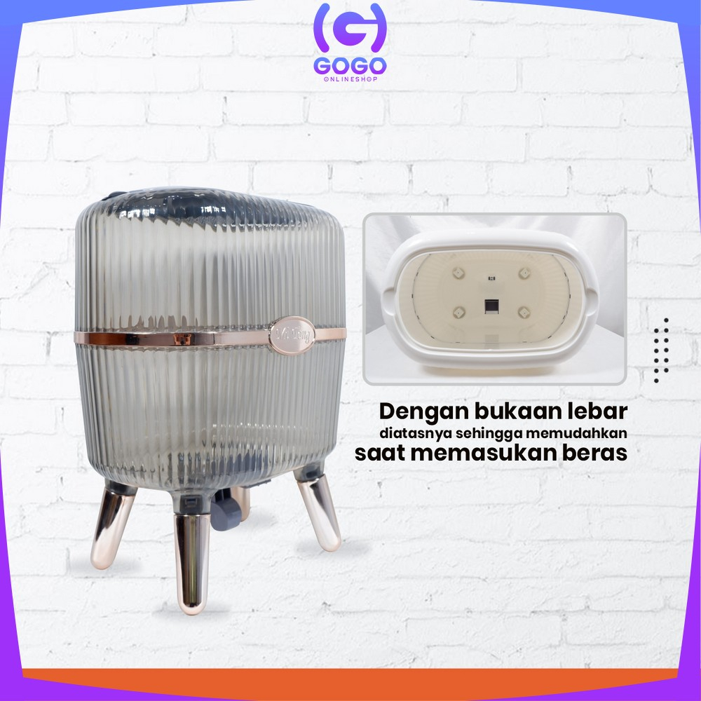 GOGO-C841 Dispenser Beras 12KG Tempat Beras Estetik / Kotak Penyimpanan Makanan Kacang Tepung / Wadah Beras Rice Box Storage Perlengkapan Dapur