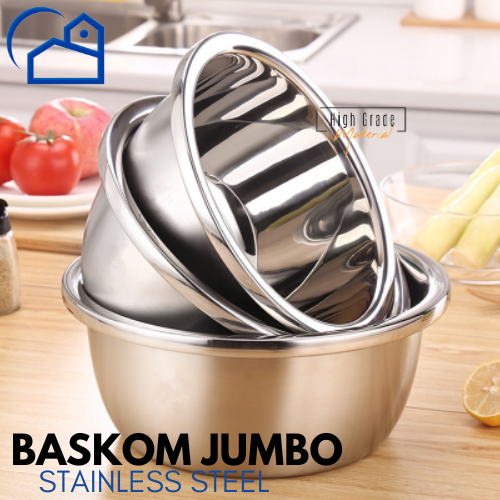 baskom stainless tebal ukuran 50cm 55cm Waskom Jumbo Tebal Baskom Jumbo Stainless Steel